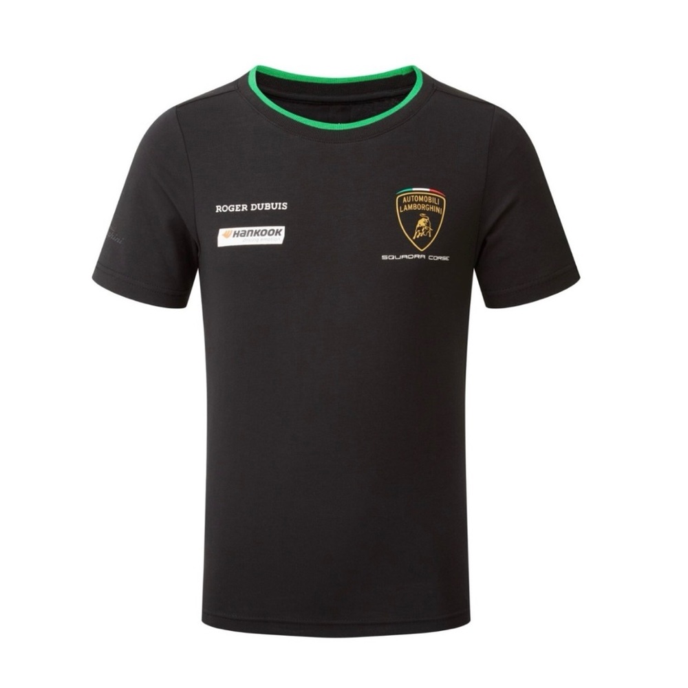 LAMBORGHINI Tshirt Boys XXL Black Logo Short Sleeve Shirt Car Squadra Corse Boy